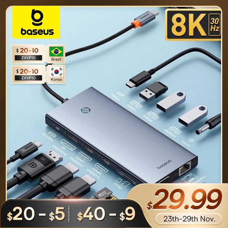 Baseus USB  CŸ to DP HDMI ȣȯ RJ45 PD 100W , ƺ е   M2 M1 Ʈ ׼, 8K @ 30Hz